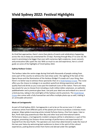 Vivid Sydney 2022- Festival Highlights