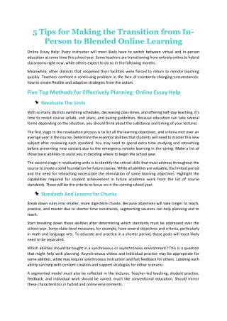 5 Tips for Making the Transition from In-Person to Blended Online Learning