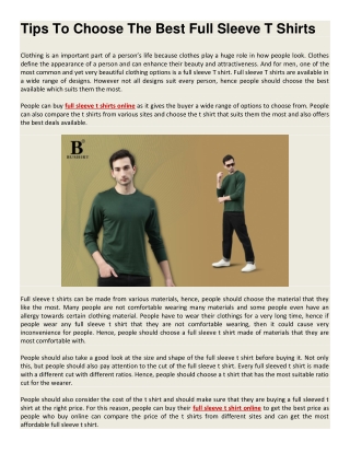 Tips To Choose The Best Full Sleeve T Shirts