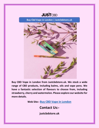 Buy Cbd Vape in London | Justcbdstore.uk