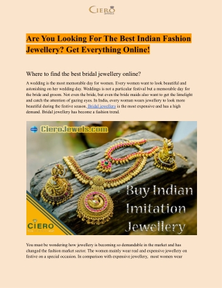 Are You Looking For The Best Indian Fashion Jewellery