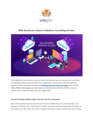 Why should you invest in Salesforce Consulting Services