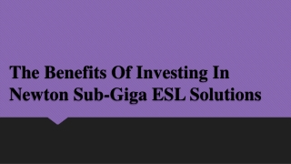 The Benefits Of Investing In Newton Sub-Giga ESL Solutions