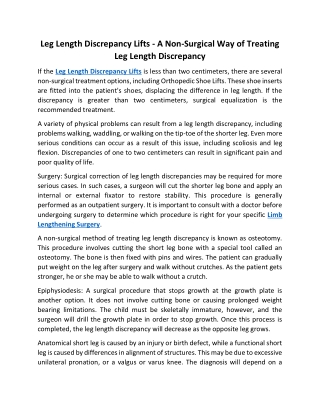 Leg Length Discrepancy Lifts - A Non-Surgical Way of Treating Leg Length Discrepancy