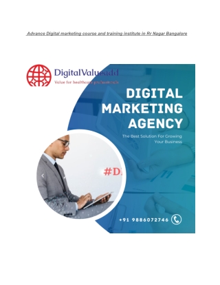 Advance Digital marketing training institute Rr nagar bangalore pdf