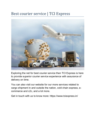 Best courier service | TCI Express