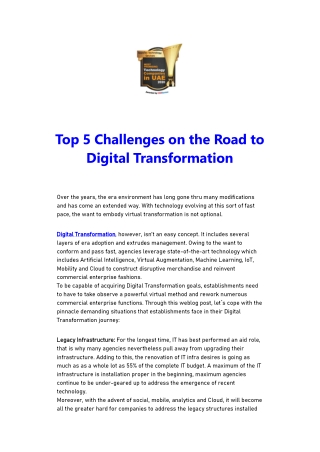 Top 5 Challenges on the Road to Digital Transformation