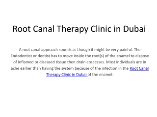 Root Canal Therapy Clinic in Dubai