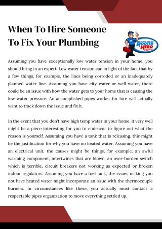 When To Hire Someone To Fix Your Plumbing