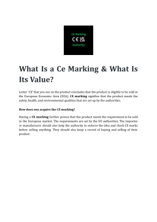 What Is a Ce Marking & What Is Its Value?