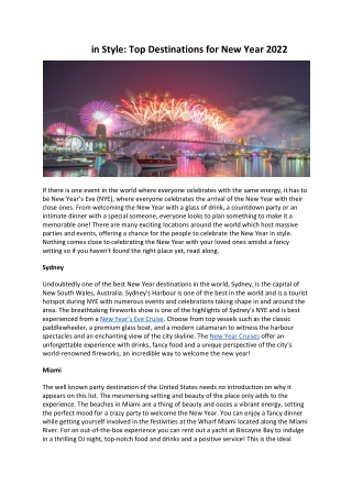 New Year in Style Top Destinations for New Year 2022