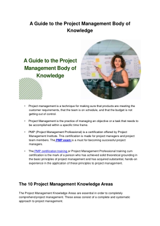 A Guide to the Project Management Body of Knowledge