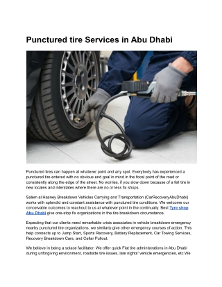 Punctured tire Services in Abu Dhabi