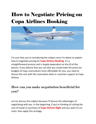 How to Negotiate Pricing on Copa Airlines Booking