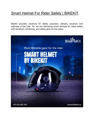 Smart Helmet For Rider Safety | BIKEKIT