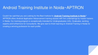 Android Training Institute in Noida