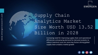 Supply Chain Analytics Market High Demand, Recent Trends, Future Growth 2028