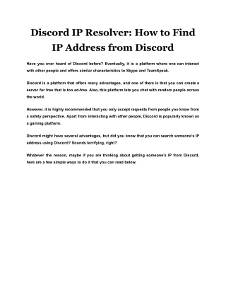 Discord IP Resolver: How to Find IP Address from Discord