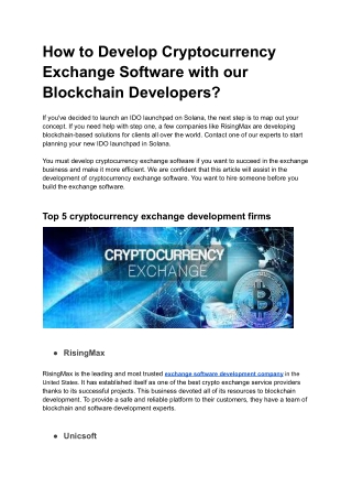 How to Develop Cryptocurrency Exchange Software with our Blockchain Developers?
