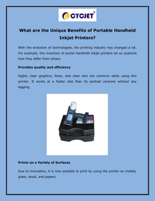 What are the Unique Benefits of Portable Handheld Inkjet Printers?