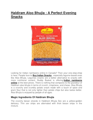 Haldiram Aloo Bhujia A Perfect Evening Snacks