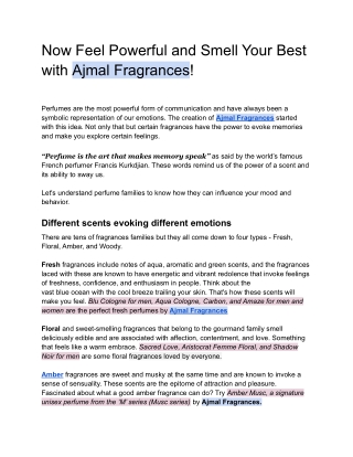 Now Feel Powerful and Smell Your Best with Ajmal Fragrances