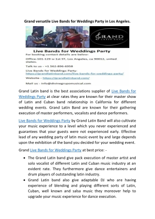 Live Bands for Weddings Party