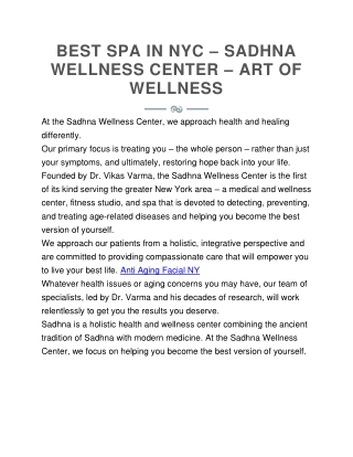 Anti Aging  Facials Near me in NY