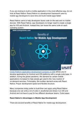 React Native's Advantages in Mobile App Development