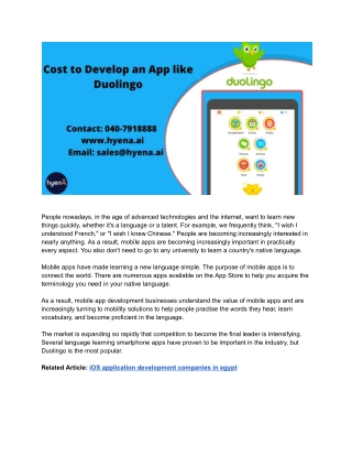 Cost to Develop an App like Duolingo