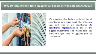 Why Do Homeowners Need Frequent Air Conditioner Replacement Service