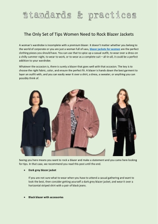 Rock Blazer Jackets | Standards And Practices