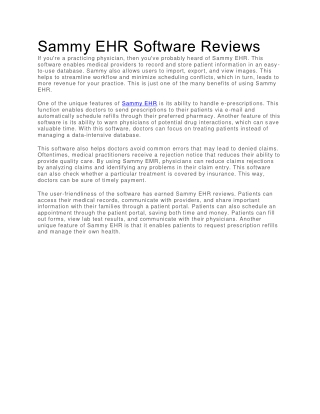 Sammy EHR Software Reviews