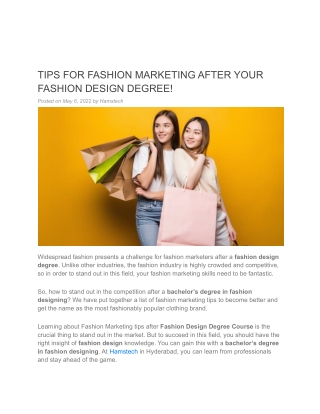 TIPS FOR FASHION MARKETING AFTER YOUR FASHION DESIGN DEGREE