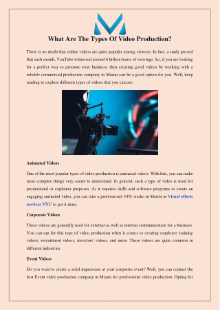 What Are The Types Of Video Production
