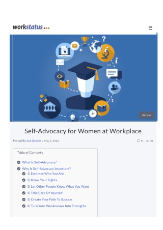 Self-Advocacy for Women at Workplace