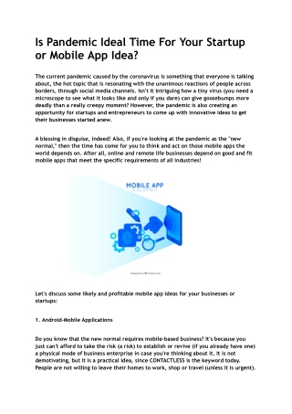 Is Pandemic Ideal Time For Your Startup or Mobile App Idea - Google Docs
