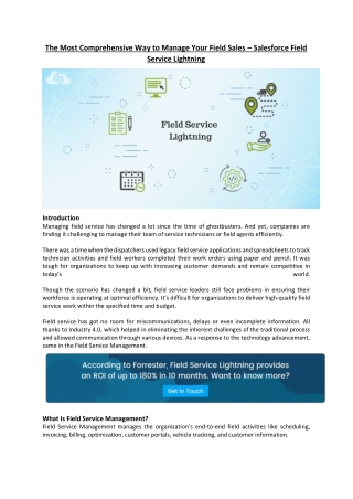 The Most Comprehensive Way to Manage Your Field Sales – Salesforce Field Service