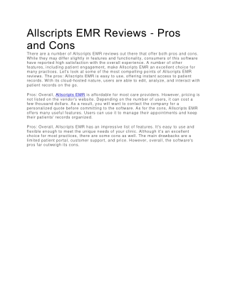 Allscripts EMR Reviews