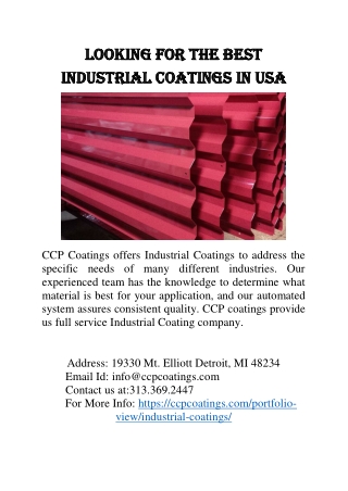 Looking for the best Industrial Coatings in USA