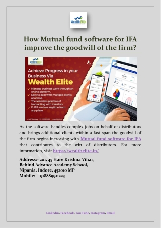 How Mutual fund software for IFA improve the goodwill of the firm