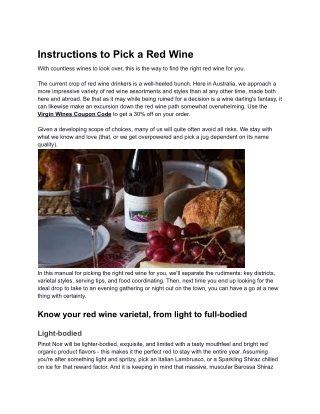 Instructions to Pick a Red Wine