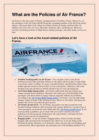 What are the Policies of Air France