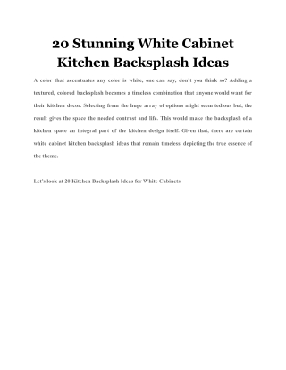 20 Stunning White Cabinet Kitchen Backsplash Ideas