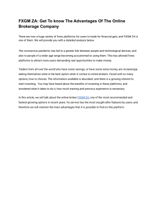 Advantages Of The Online Brokerage Company