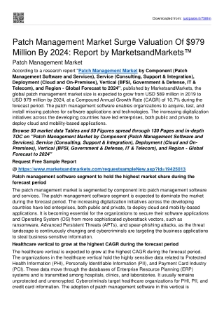 Patch Management Market Set for Rapid Growth Of USD 979 million By 2024: MnM