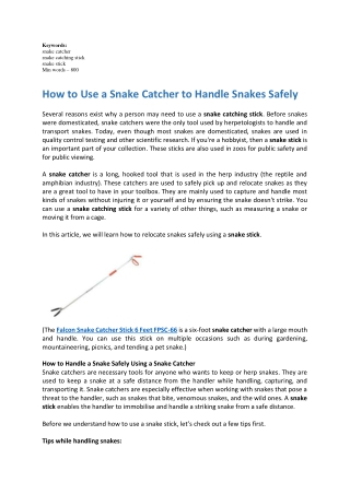 How to Use a Snake Catcher to Handle Snakes Safely