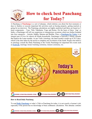 How to check best Panchang for Today