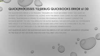 A quick and easy guide to fix QuickBooks Error 6130