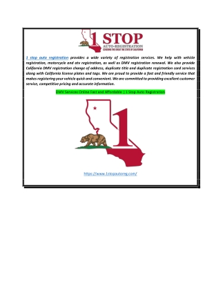 DMV Services Online Fast and Affordable  1 Stop Auto Registration